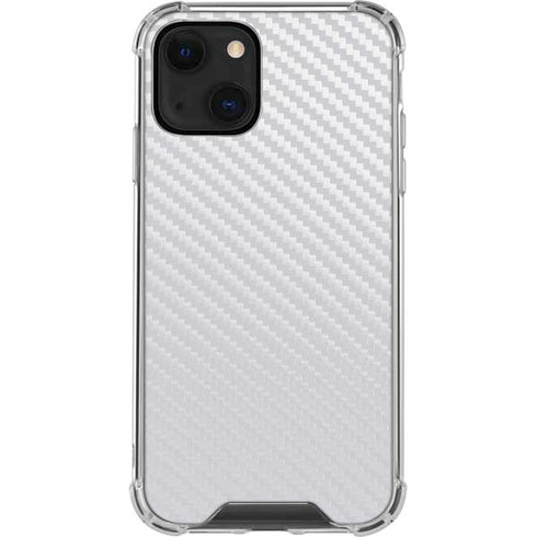 White Carbon Fiber Specialty Texture Material iPhone 14 Clear Case